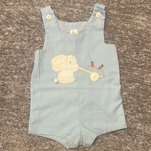 EUC Vintage bunny appliqué bubble romper 12mo